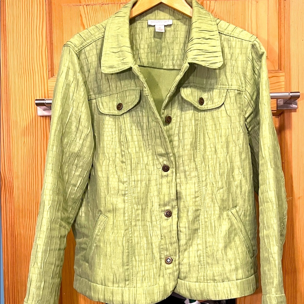Christopher & Banks Light Green Textured  Jacket Sz XL